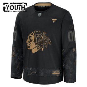 Dresovi Chicago Blackhawks 2024-25 Fanatics Military Appreciation Practice Custom Crno - Dječji